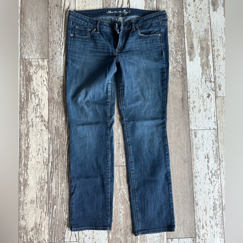 American Eagle Outfitters Women’s Dark Indigo Straight Leg Skinny Jeans